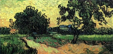  Vincent Pintura Art%C3%ADstica - Paisaje con el castillo de Auvers al atardecer Vincent van Gogh